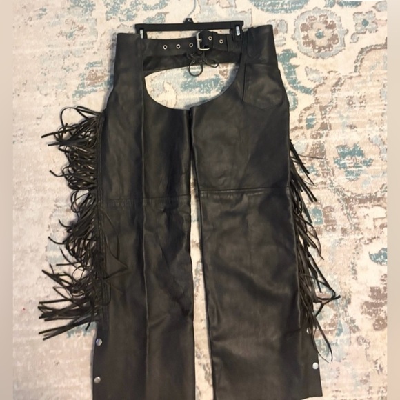 BARNEY’S LEATHER Pants - BARNEY’S LEATHER CHIC Black LEATHER Fringe Pants